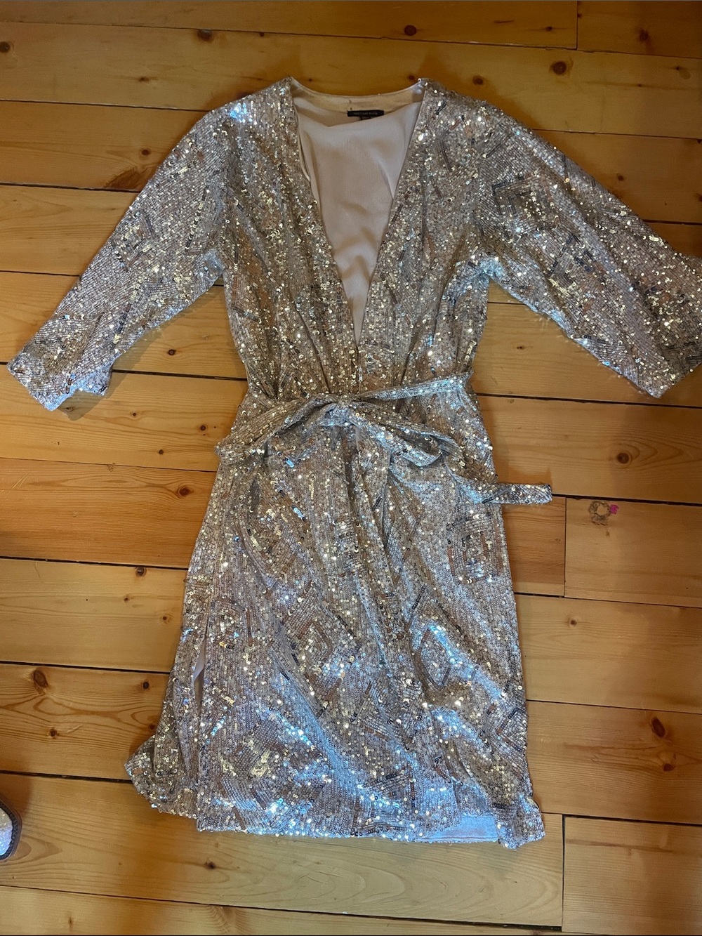 Skies Are Blue Silver Sequin cardigan/ dress